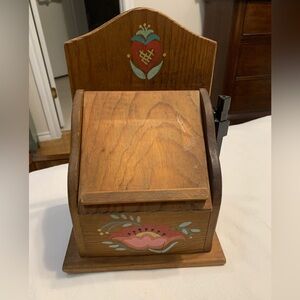 Vintage Wooden Mail or Recipe Box with Pen